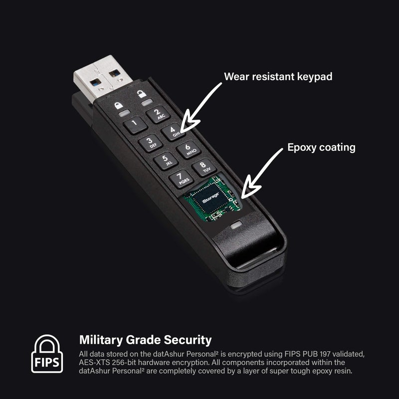 iStorage datAshur Personal2 16 GB | Secure Flash Drive | Password Protected | Portable | Military Grade Hardware Encryption - Image 3